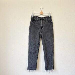 Madewell The Perfect Vintage Straight Black Jeans Raw Hem